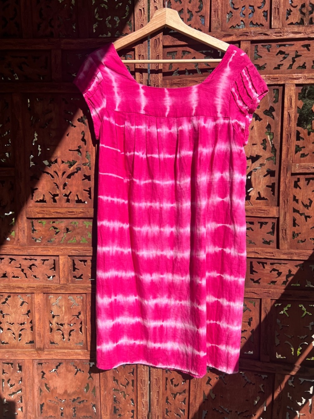CALYPSO Hot Pink Tie-Dye Linen Sundress XS